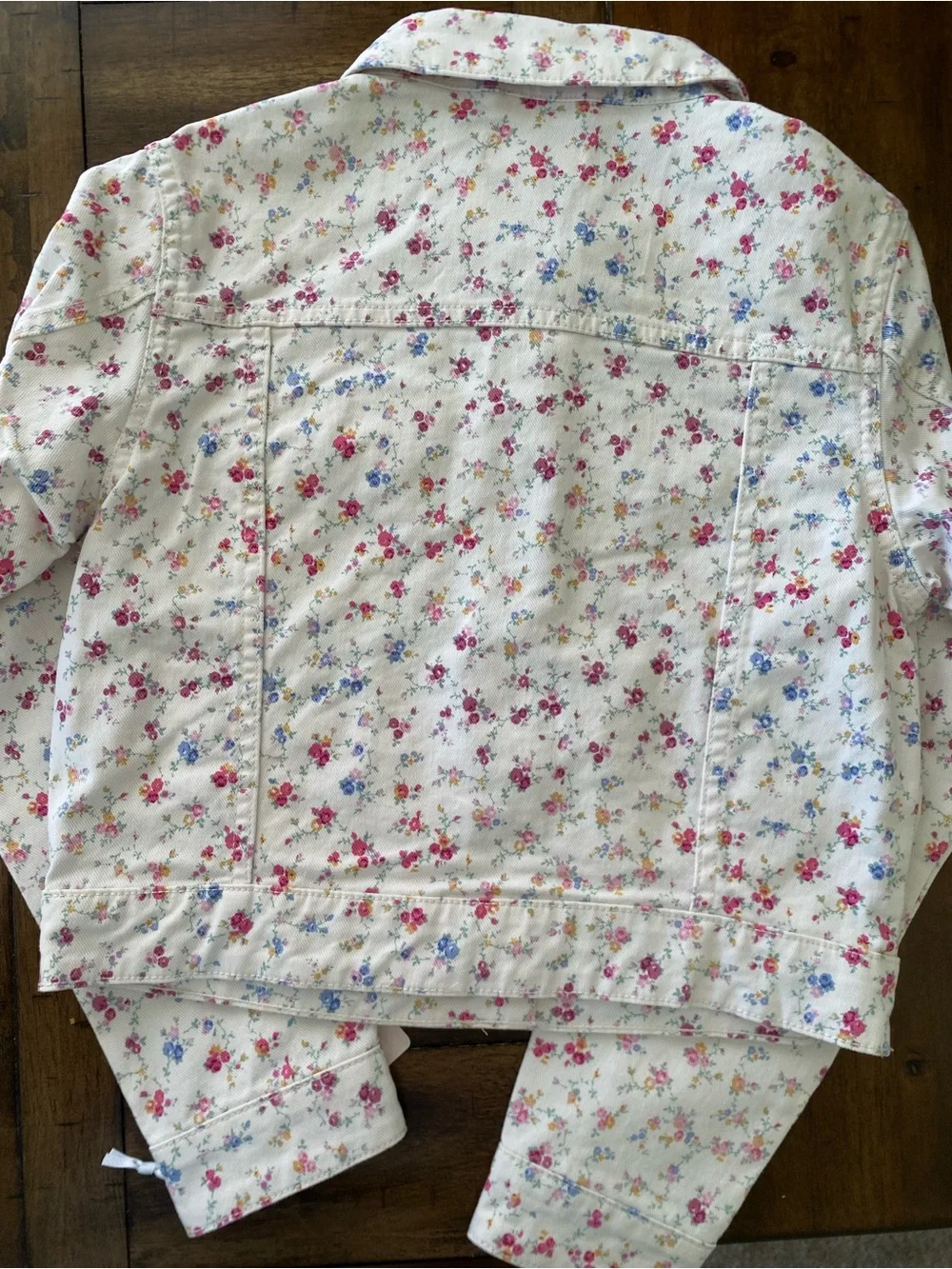 Loveshack Fancy Floral Print Kids Denim Jacket